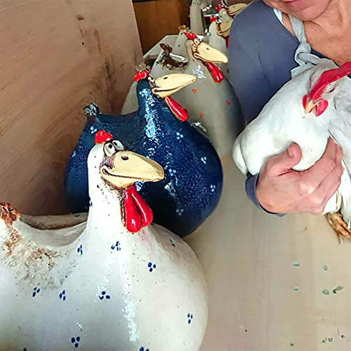 RONHIAS Arte divertido de granja de pollo granja, escalera de jardín con sujeción para soltera, estatua de gallina de resina 3D, pollo para colgar pies, escultura creativa de escalera (blanco)
