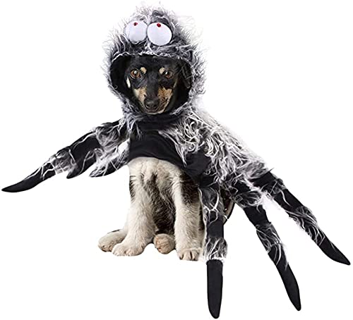 Ropa navideña para Perro disfraz gato Perro araña disfraces divertido halloween mascota gato con capucha simulación de horror de felpa transformación de la araña for el traje de perro vestido de vesti