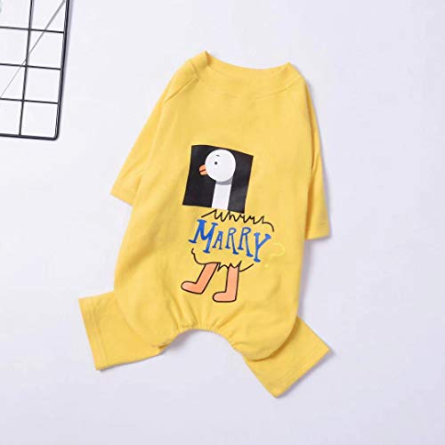 Ropa para mascotas, mono de cuatro patas para perro, pijama de algodón, camisa informal para Bulldog Francés, cachorro pequeño y mediano (XXL, amarillo)