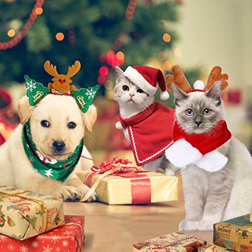 Ropa para Mascotas Navidad, GuKKK 6 Piezas Disfraces Navidad para Gatos Perros, Disfraz Papá Noel Pet, Adornos de Navidad para Mascotas, Fiesta año Nuevo Divertido Disfraz para Fiestas de Mascotas
