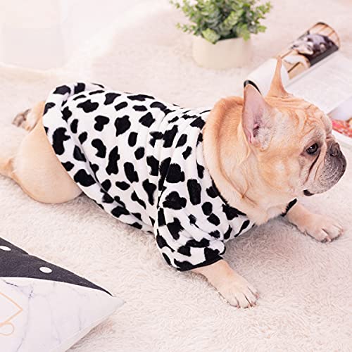 Ropa para mascotas perro ropa de peluche pijama patrón de vaca cachorro ropa de perro bulldog francés pug cachorro perro ropa