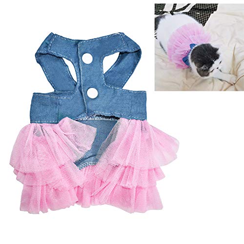 Ropa para mascotas, vestidos para perros pequeños gatos falda de tutú chaleco de princesa Petti Vestido gatos vestidos pequeños pomerania chihuahua falda ropa para cachorros (Denim Pink XS)