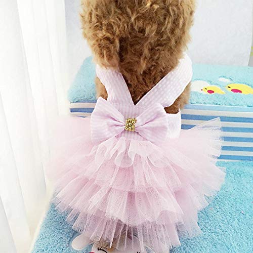 Ropa para mascotas, vestidos para perros pequeños gatos falda de tutú chaleco de princesa Petti Vestido gatos vestidos pequeños pomerania chihuahua falda ropa para cachorros(rosa XL)