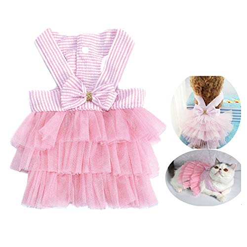 Ropa para mascotas, vestidos para perros pequeños gatos falda de tutú chaleco de princesa Petti Vestido gatos vestidos pequeños pomerania chihuahua falda ropa para cachorros(rosa XL)