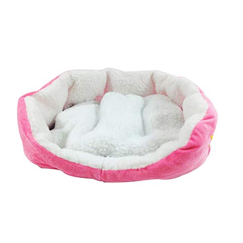 Rotyroya Cojín de felpa ultra suave para dormir para mascotas, tapete cálido para perro, gato, almohadilla cálida para perrera, rosa, rojo, S