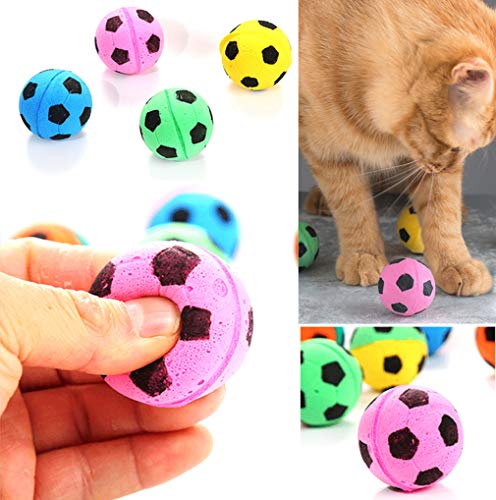 RuiChy 8 Piezas Bola de Esponja Juguetes para Gatos, Color Brillante Balones de Fútbol de Espuma, Sin Ruido Interactivo Bolas para Mascotas Gatito Actividad Jugando Masticación Juguete de Ejercici