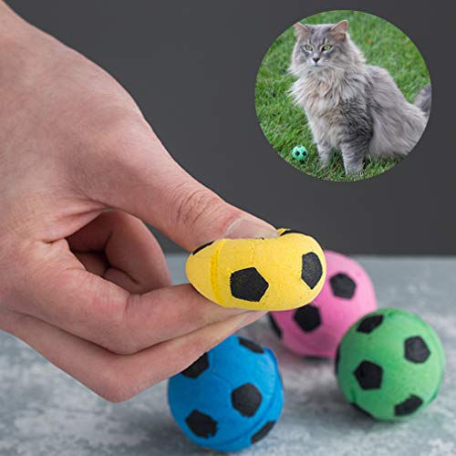 RuiChy 8 Piezas Bola de Esponja Juguetes para Gatos, Color Brillante Balones de Fútbol de Espuma, Sin Ruido Interactivo Bolas para Mascotas Gatito Actividad Jugando Masticación Juguete de Ejercici