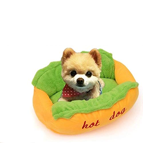 RUIXFLR Shaggy Hot Dog Shaped Dog Bed Shiba Inu Cojín para Dormir Extraíble Nido Perrera para Cachorro Gatito, S