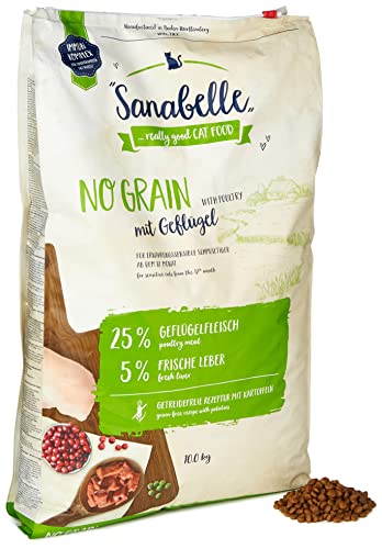 Sanabelle No Grain con las aves de corral | Alimento seco para gatos nutricionalmente sensibles | 1 x 10 kg