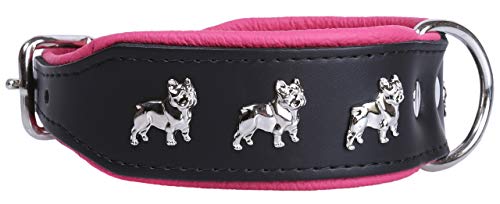 sarcia Collar de Perro, Negro-Rosa, Bulldog Francés 45 cm Talla única