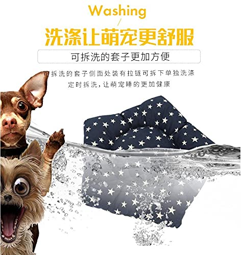 Scnbom Tienda de campaña Mascotas Perros Gatos Casas Tipi Colchón Cama para Pets Teepee Dog extraíble y Lavable (L:60X60X70CM,Azul)