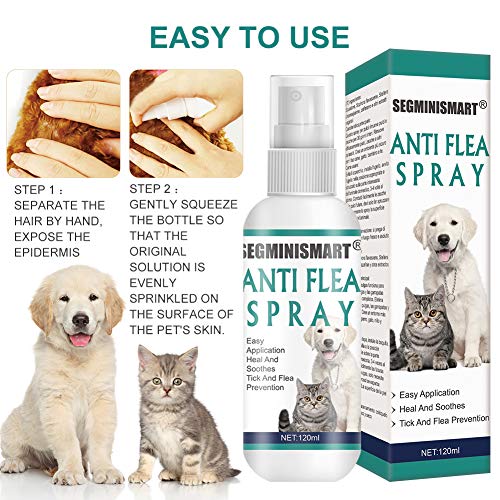 SEGMINISMART Pulgas Spray,Flea Spray,Anti pulgas,Spray de protección contra pulgas,Apto para Perros y Gatos,Spray de protección contra pulgas y garrapatas para Perros
