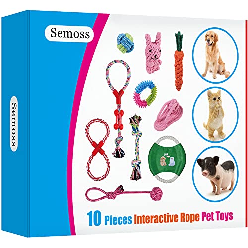 Semoss Set 10 Juguetes para Perros Cachorros,Juguetes Morder Interactivos para Pequeños y Medianos Perros con Caja de Regalo