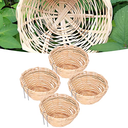 Shanrya Casa de Cría de Aves, Fácil de Instalar Material Natural Práctico Nido de Pájaro de Bambú Decorativo con Gancho para Canarios para Loros