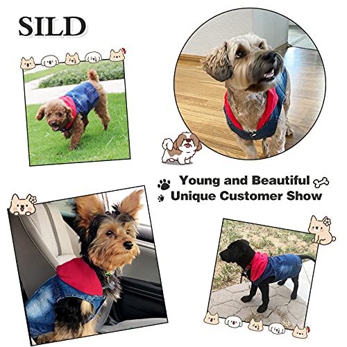 SILD - Chaqueta Vaquera para Perro, para Perros pequeños, medianos, con Capucha, Color Azul (XXL, Solid Red)