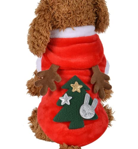 Simpeak Disfraz de Navidad para Perro, Gato Disfraz de Navidad, Suave Engrosamiento, cálido, para Navidad, para Fiestas, Cachorros, Gatos, suéteres de Invierno, Rojo, Talla M