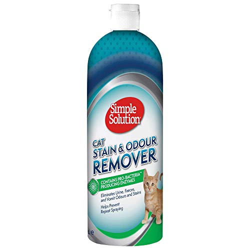 Simple Solution removedor de manchas y olores para gatos | Limpiador enzimático con potencia de limpieza pro-bacterias - 1 litro