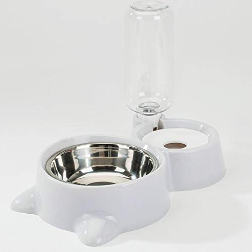 Skyeye Cuenco doble para rellenar el agua automático, cuenco para perros y gatos, cuenco de doble uso, cuenco lento, cuenco para mascotas, color gris ahumado