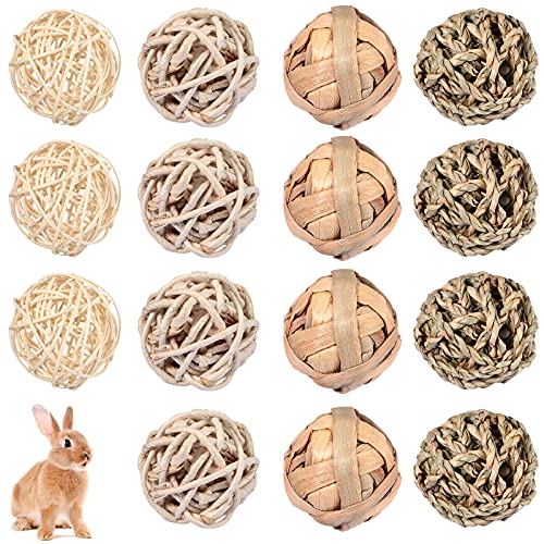 Skylety 15 Juguetes de Bola Masticable para Animales Pequeños Pelotas Rodantes de Juego Actividades Bola de Hierba de Golosina de Conejito Accesorio para Jaula de Mascota para Conejillo de Indias