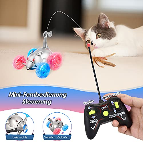 SlowTon Juguete de Gato Remoto, Wheel Glow Mouse Shape Interactivo Movimiento Automático Robótico Rata Sonido Chaser Broma Coche para Gatito | Regalos Divertidos para Mascotas (Sin Batería Incluida)