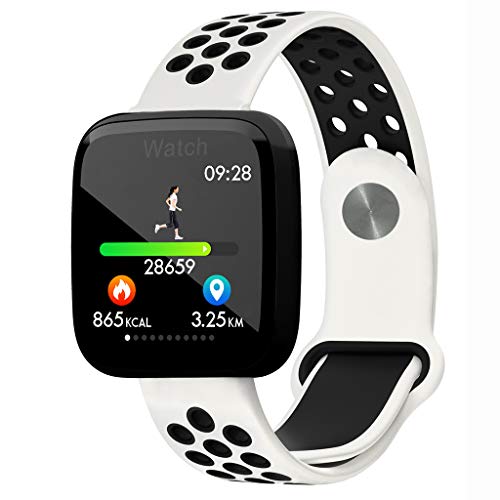 Smartwatch Pulsera de Actividad para Mujer Hombre, Reloj Inteligente IP68 Deportivo, Monitor de Ritmo Cardíaco en Tiempo Real, Sueño, Podómetro, Calorías, Notificación SMS para Android iOS,Blanco