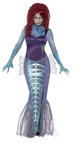 Smiffy'S 44359M Disfraz De Sirena Zombi Con Parte De Arriba Y Falda De Sirena, Púrpura, M - Eu Tamaño 40-42
