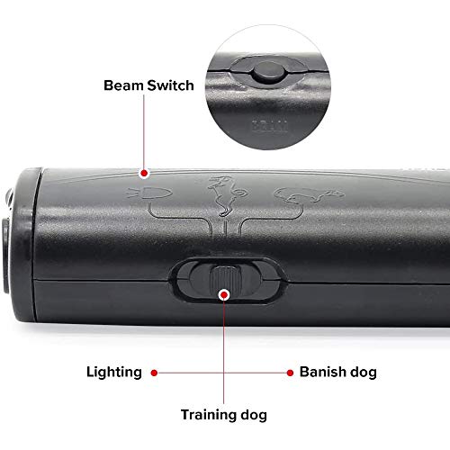 SNAWEN Ahuyentador de Perros por ultrasonidos portátil, 3 en 1 LED Anti ladridos parar el raspar, Dispositivo ultrasónico Repelente de Entrenamiento del Perro del Animal doméstico