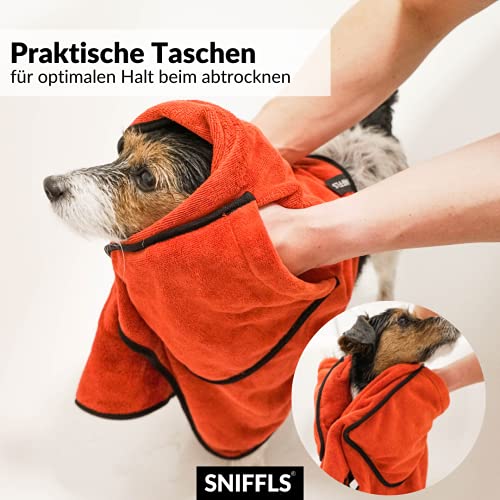 Sniffls® Toalla para perros prémium (pack de 2, suave y lavable), extra absorbente y de secado rápido para perros pequeños y grandes, accesorio perfecto para perros con práctica bolsa