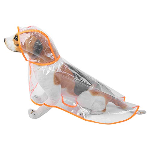 Soapow PU transparente borde naranja mascota impermeable impermeable con capucha impermeable capa lluvia capa capa capa chaqueta ropa para perros gatos