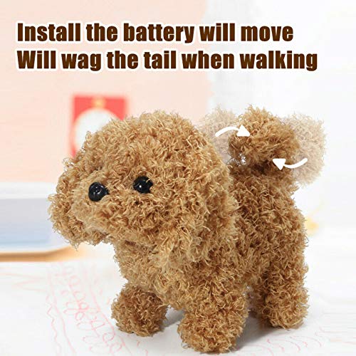 SOLE HOME Juguete eléctrico de peluche para cachorro, funciona con pilas – Paseos de perro ladridos y cola, juguete realista para niños pequeños para regalos