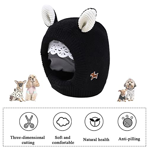 Sombrero para perros pequeños y grandes en invierno, de algodón de tamaño libre, gorros de perro de punto para mascotas, lindos y cálidos a prueba de viento (Negro)