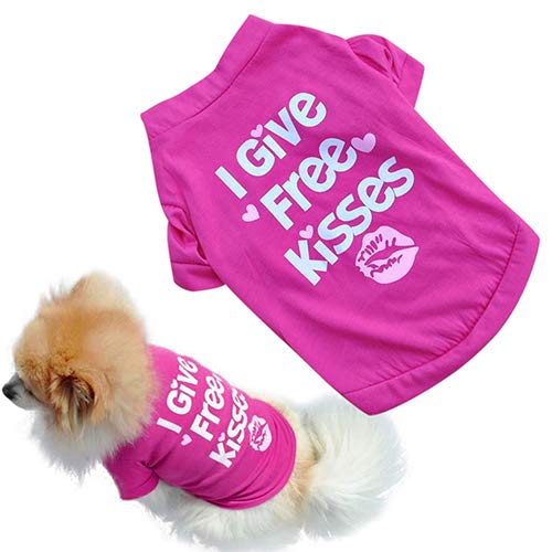 strimusimak - Camiseta para Perro con Labios Rojos y Rosas para Cachorros y Gatos pequeños, para Primavera, Verano, Chaleco