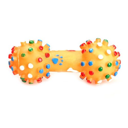 strimusimak Pet Chew Toy Soft Small Rubber Bone Squeaky Toy Colorful Dot for Puppy Dog Cat
