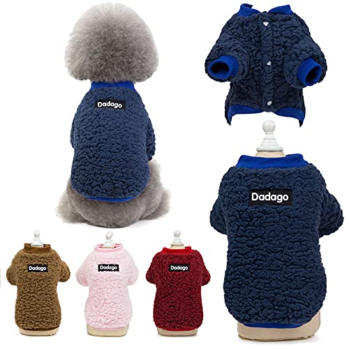 Suéter para perro pequeño, gato, cachorro, abrigo cálido para invierno, para mascotas, clima frío, ropa de forro polar lindo, suéter para perros pequeños, niña niño (mediano, azul)