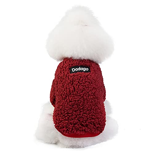 Suéter para perro pequeño, gato, cachorro de invierno, abrigo cálido para mascotas, ropa de forro polar, para perros pequeños, niña y niño (grande, rojo)
