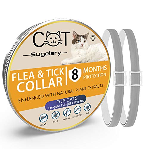 Sugelary Collar Antiparasitario para Gatos, Protección de 8 Meses, Tamaño Ajustable e Impermeable, Mejorado con Aceites Esenciales Naturales, Tratamiento-antipulgas-para-Gatos(2)