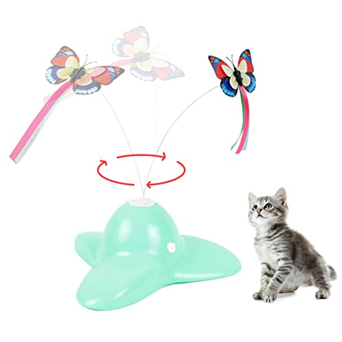 Suhaco Juguetes Interactivos para Gatos para Gatos de Interior Mariposa Giratoria para Gatitos Juguete Automático para Gatitos (Verde)