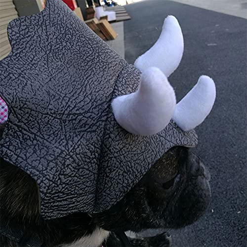 SULUO Arnés para Mascotas, Sombrero para Mascotas De Triceratops, Disfraz De Halloween Divertido Y Divertido, Disfraz De Hebilla Ajustable Festival De Sombreros De Dinosaurio