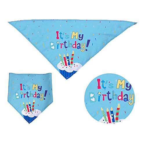 Suministros para fiestas de cumpleaños de perro, bandana, chica, cachorro, gorro de cumpleaños, bufanda, pajarita con bandera de para perros pequeños, medianos y mascotas (azul)
