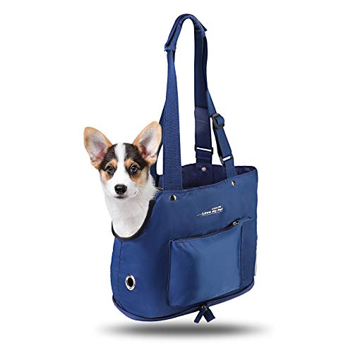 SUPERNIGHT Bolsa de Transporte para Perros, Bolso de Mano Plegable con Correa Ajustable para el hombro para Cachorros Menos de 5kg, conejo, perro, gato, subterráneo, azul oscuro