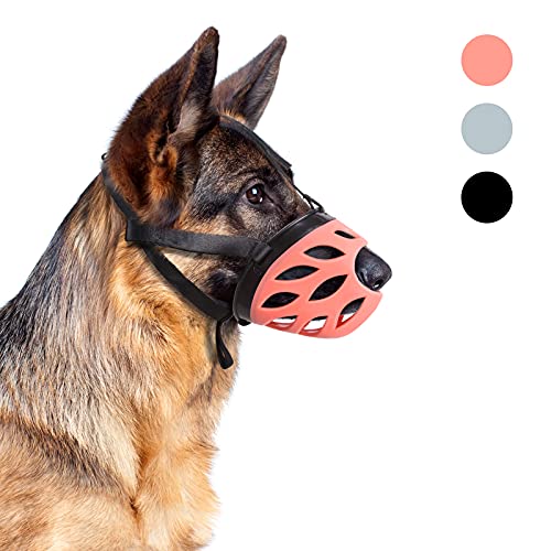 Supet Bozal para perro de silicona, transpirable, con correas ajustables de nailon, para perros pequeños, medianos y grandes, evita que ladren y mastiquen