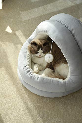 Supremery Cama para gatos con cojín interior suave (lavable) – Caseta para gatos, tienda para gatos, cesta para gatos, perros, cueva para gatos y perros pequeños y medianos