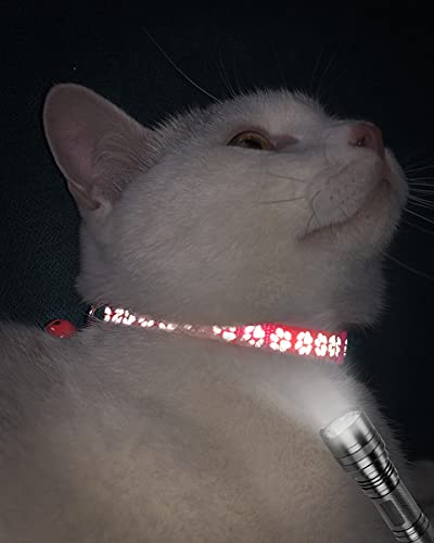 Taglory Collar Gato Reflectante, 2 Piezas Collares para Gatos con Cascabeles y Hebilla Seguro de Liberación Rápida, 19-32cm Rosa