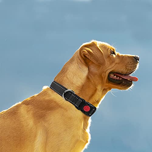 Taglory Collar Perro, Collar Nylon Reflectante Neopreno Forrado Ajustable para Perros Extra Grandes, Negro