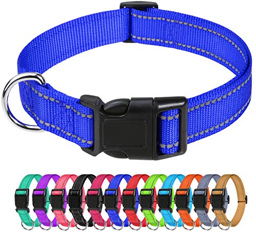 TagME Collar Perro Ajustable,Collar Nylon Reflectante,para Caminar Correr Entrenamiento,para Perros Medianos,Azul Marino,2.5cm De Ancho