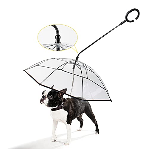 Taloit Paraguas para mascotas, paraguas de gato, paraguas para perro, mini paraguas para mascotas con correa, paraguas transparente plegable para cachorros que proporciona protección contra el clima