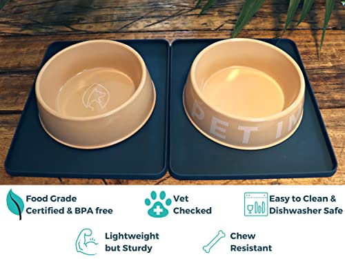 Tazón natural para mascotas – Juego de alfombrillas para perros pequeños, cuenco de agua para alimentos pequeños para perros y gatos, cuenco para cachorros (pequeño, juego individual)