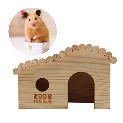 TEHAUX Linda casa de hámster enano DIY madera cabaña escondite jaula para animales pequeños mascotas ratas ratón enano hámsters guinea cerdo hámster casa