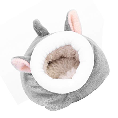 TEHAUX Pet Soft- Hamster Nido de algodón para dormir cómoda cama de invierno cálido nido para mascotas saco de dormir suministros para mascotas (gris claro)