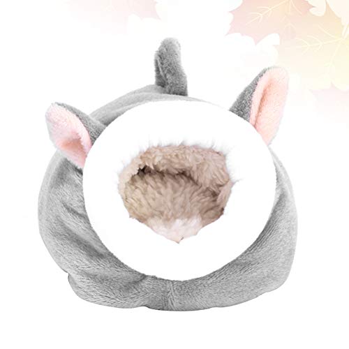TEHAUX Pet Soft- Hamster Nido de algodón para dormir cómoda cama de invierno cálido nido para mascotas saco de dormir suministros para mascotas (gris claro)